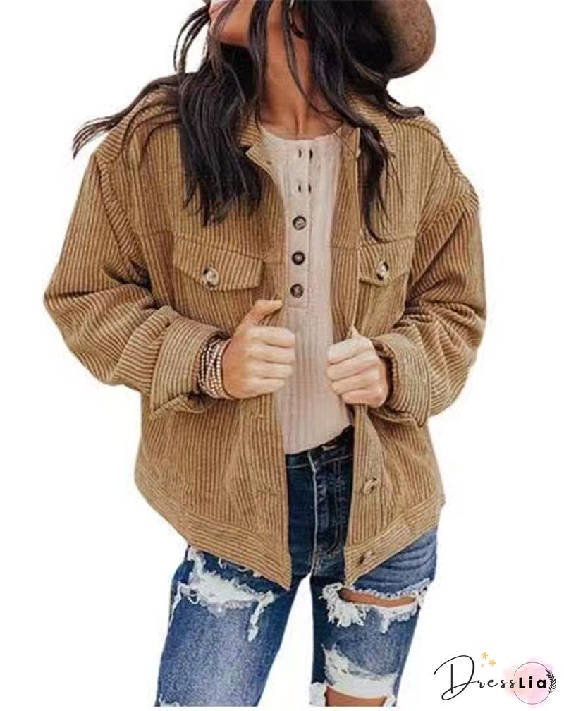 Corduroy Lamb Panel Coat Tops