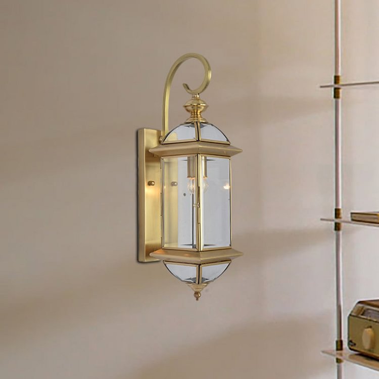 Metal Brass Sconce Light Fixture Geometric 1 Head Traditional Wall Mount Lamp for Living Room