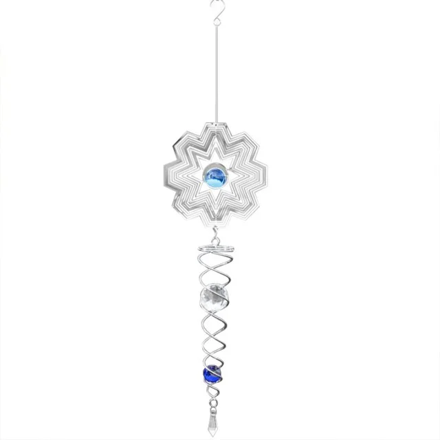 Polygon 3D Stainless Steel Wind Spinner Ball Spiral Tail