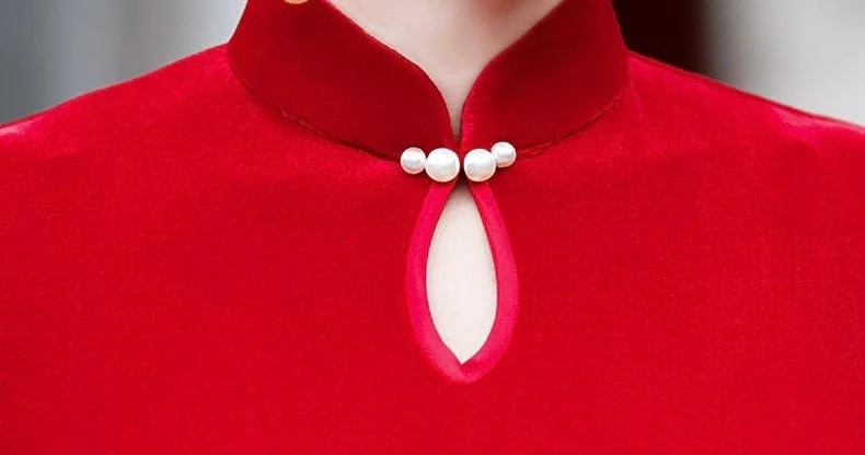 Qipao for event, velvet material, fish tail full length Qipao