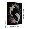 DIY Pearl Painting Love Dolphin for Home Wall Decor with Frame(40x30cm)