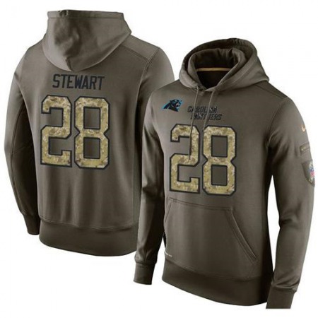 NFL Men's  Carolina Panthers #28 Jonathan Stewart Stitched Green Olive Salute To Service KO Performance Hoodie