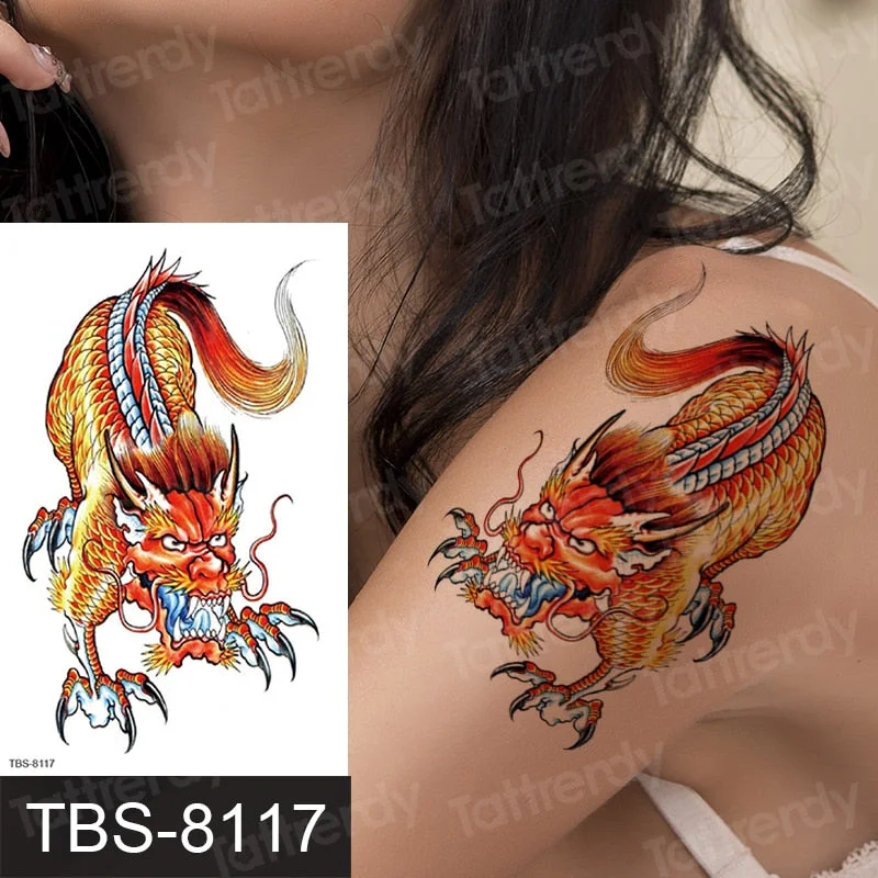 temporary tattoo phoenix dragon cats animals sexy tatoo for women girls arm shoulder tattoo sleeve back body art water transfer
