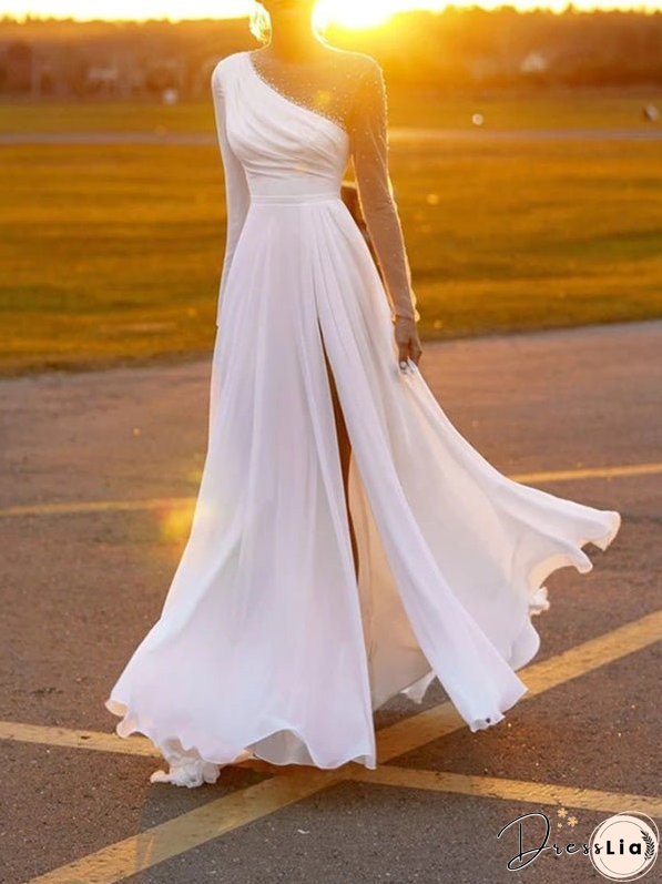 Dresses Mesh Panel Crew Neck Long Sleeve Dress for Women