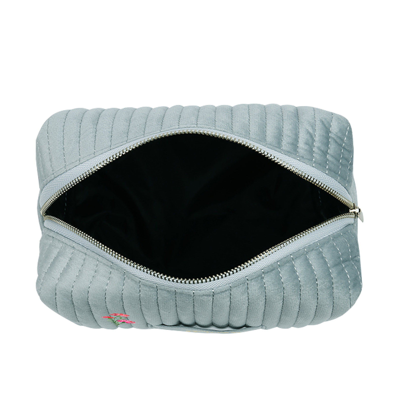 Borsa portabile per cosmetici in velluto per donna 1 nome e 1 fiore di nascita personalizzato multicolori da scegliere