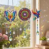 3PCS-6 5D DIY Diamond Painting Wind Chimes Suncatcher Kit Double Sided Diamond Art Kits Suncatcher with Crystal Pendant for Home Wall Window Decor Adults DIY Art Craft