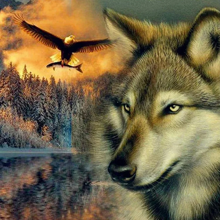 Wolf 40*40cm (Canvas) Full Round Drill Diamond Painting gbfke