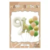 Retro Cream Caramel Cartoon Bunny Bear 0 - 9 Numbers Latex Aluminum Film Balloons Flags Package Kids Birthday Party Decors