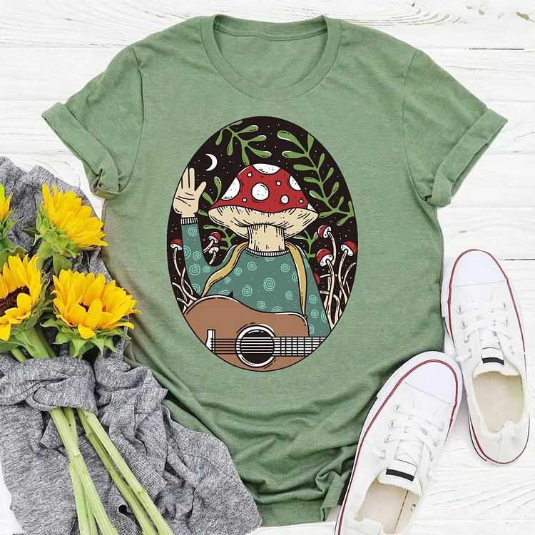 PSL - Mushroom playing guitar village life T-shirt Tee -05218