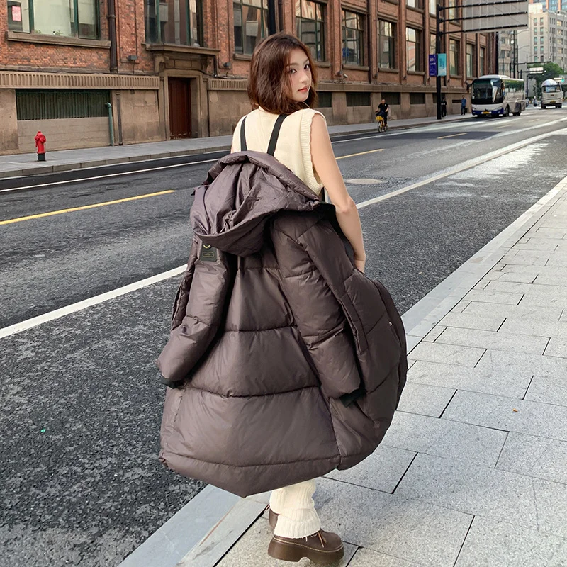 Toloer Black Gold Cotton-Padded Jacket Women's Winter Coat Loose Medium Long Thick Cotton-Padded Jacket 2024 New Fashionable Bread Clothes-Outfit Ideas