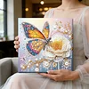 Framed Diamond Painting - Special Shaped - Butterfly and White Flower (25x25cm)
