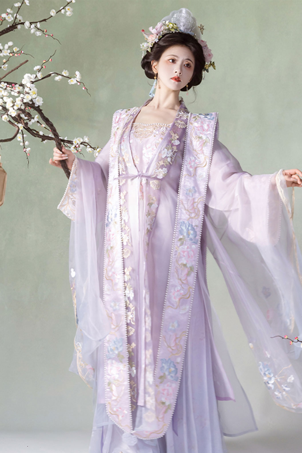 Song Dynasty Purple Hanfu Dress 5-Piece Set with Heavy Embroidery - zixia 紫霞 Stupa Stones