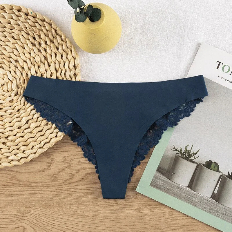 Meet&lsquo;r Woman Sexy Transparent Lace Panties Breathable Soft Seamless Lingerie Female Low-Waist Briefs Hollow Out Underpants