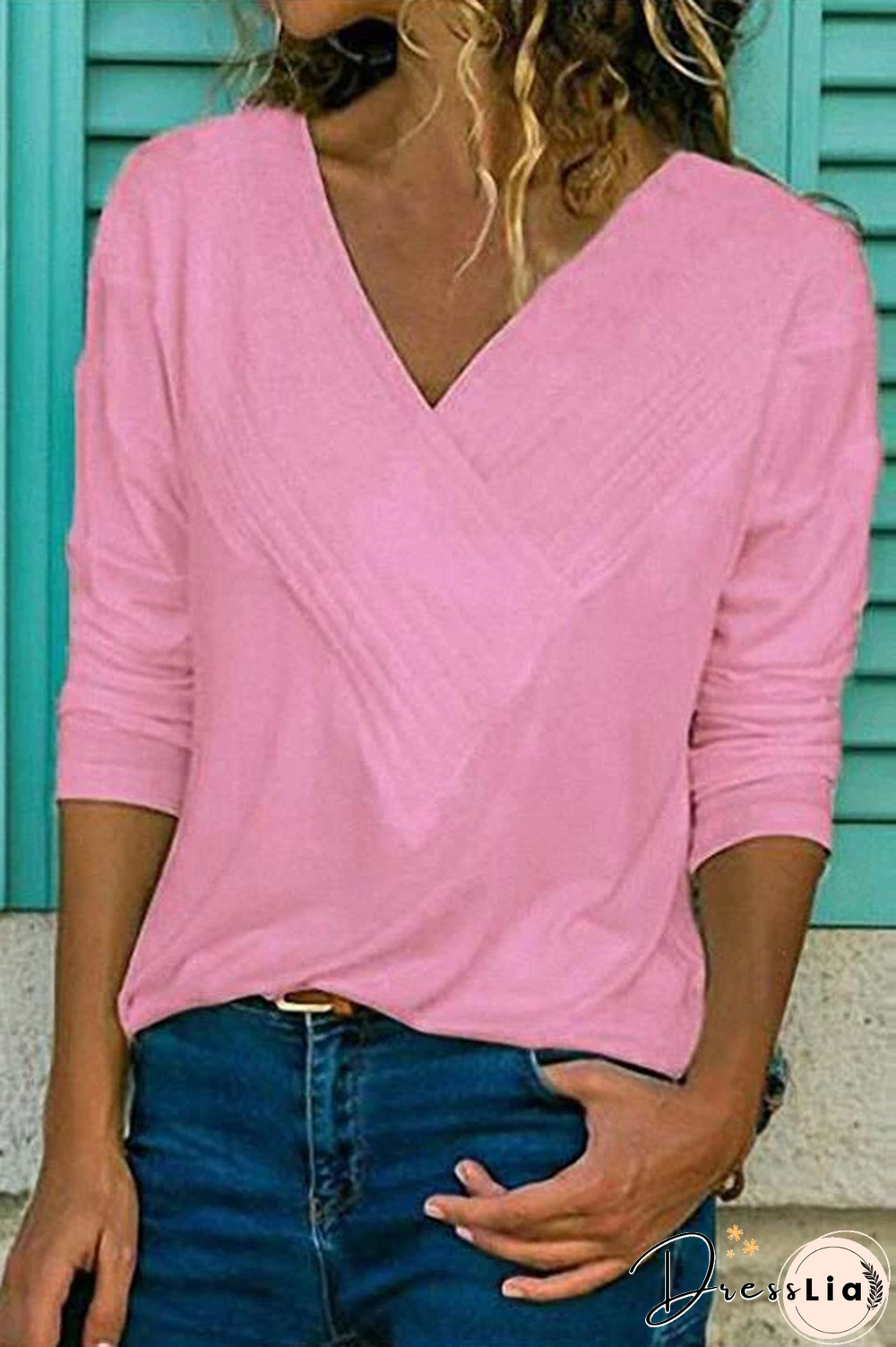 Classic V-neck Long Sleeves Basic Tops