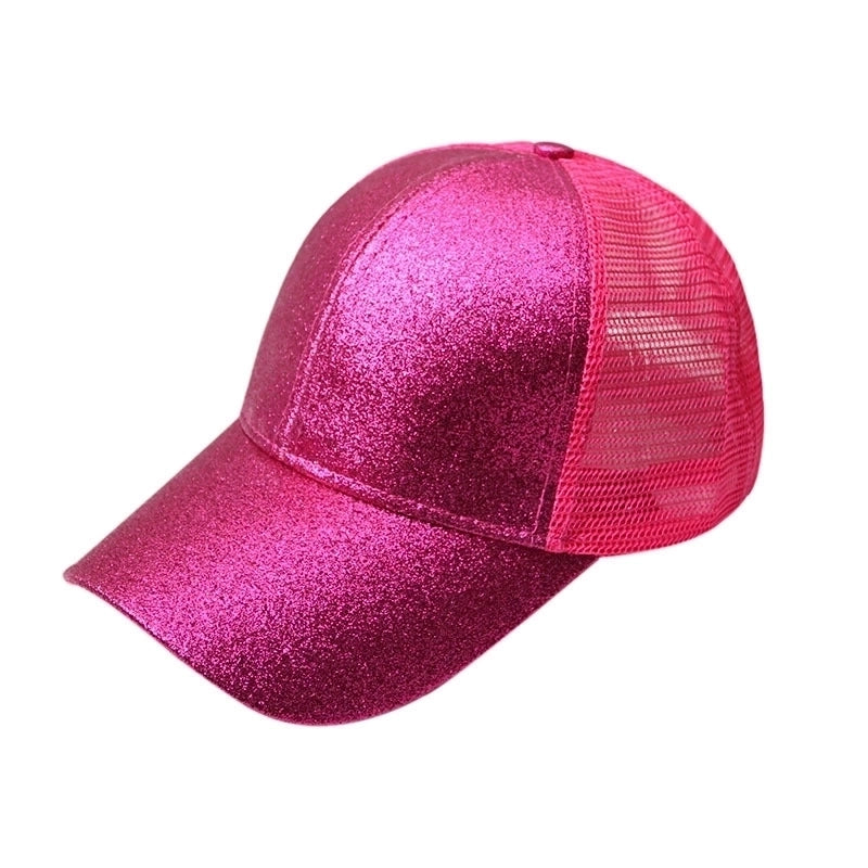 Women’s Fashion Solid Color Sequins Curved Eaves Baseball Cap