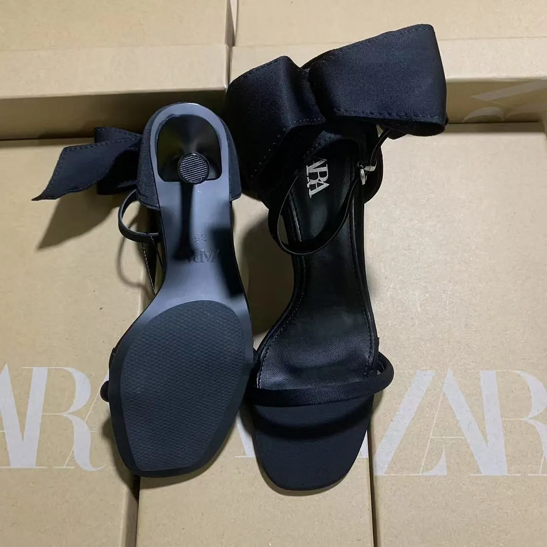 Breakj Breakj New 2025 Spring And Autumn High Heel With A Gripping Bag And Bows Fashion Wearing Women's Sandals