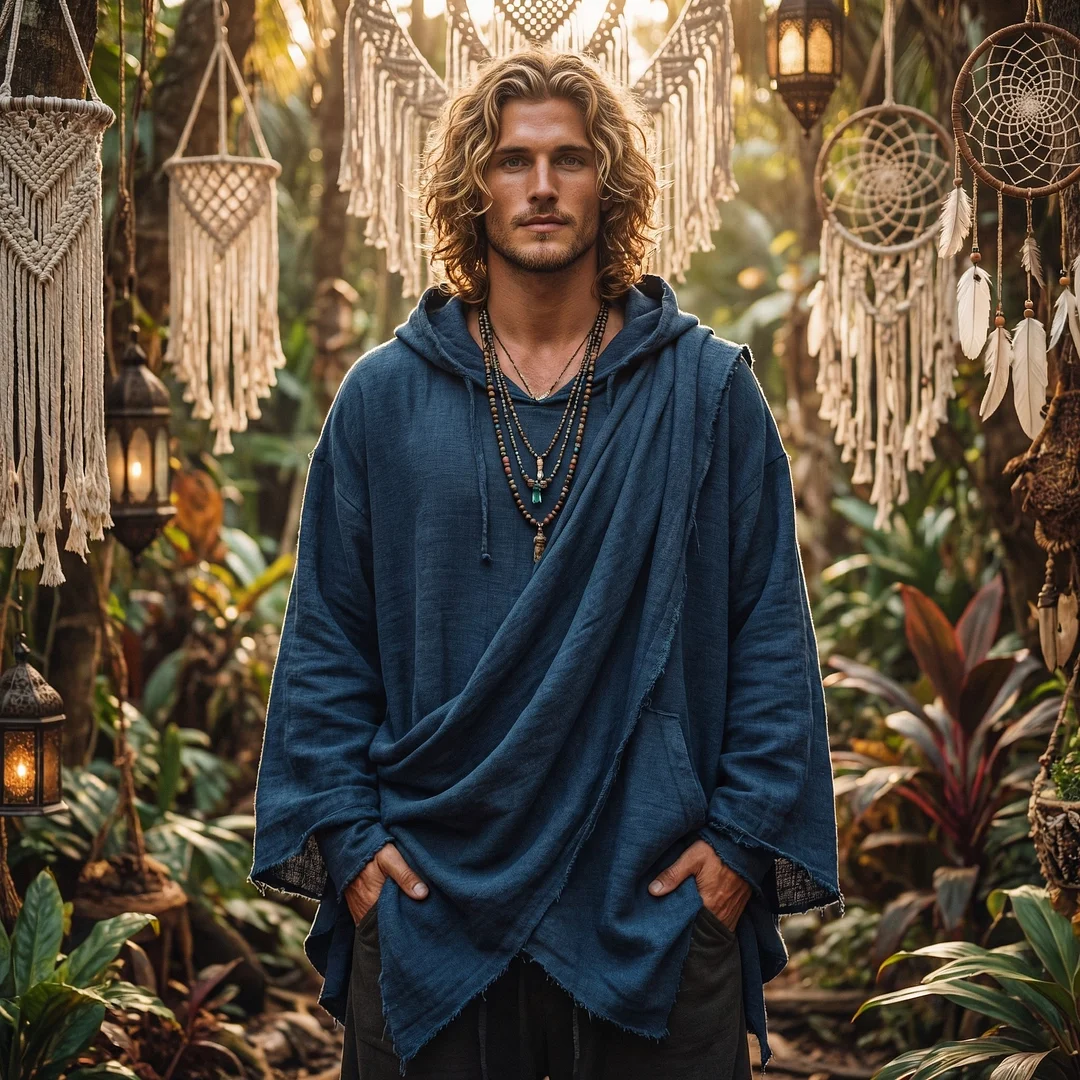 Men's Forest Series Bohemian Linen Top-inspireuse