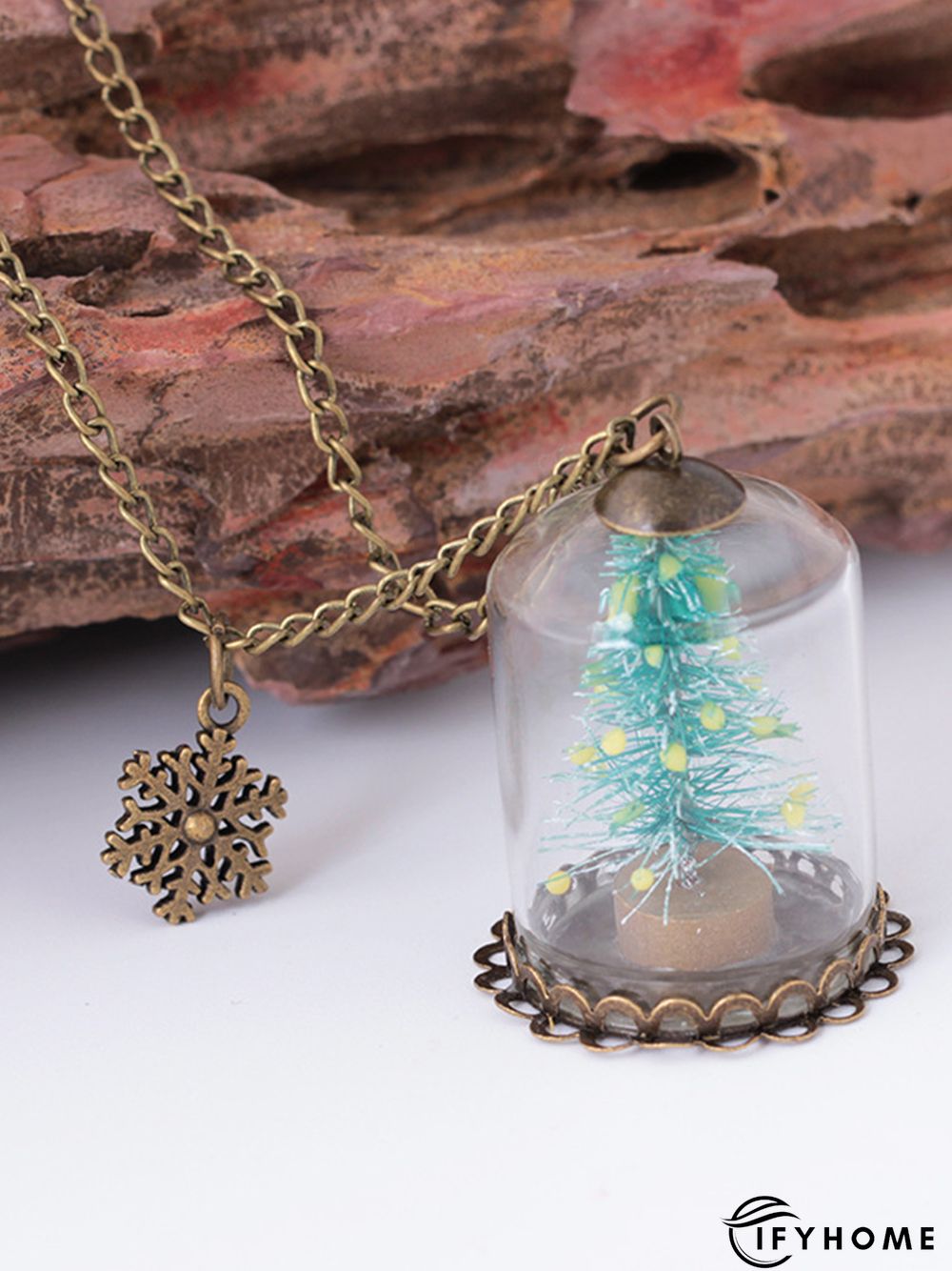 Christmas Tree Snow Glass Luminous Necklace Xmas Necklace | IFYHOME