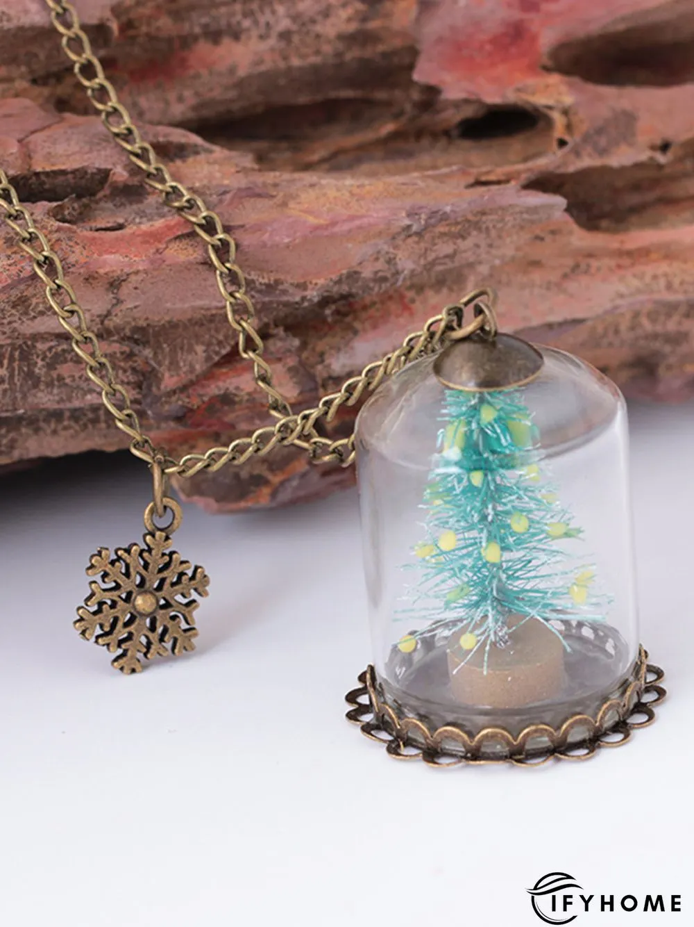 Christmas Tree Snow Glass Luminous Necklace Xmas Necklace | IFYHOME