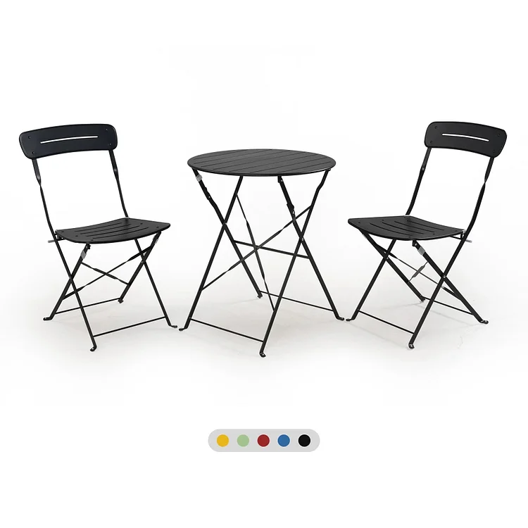 GRANDPATIO 3-Piece Foldable Bistro Set with Round Table - All-Weather Steel Frame