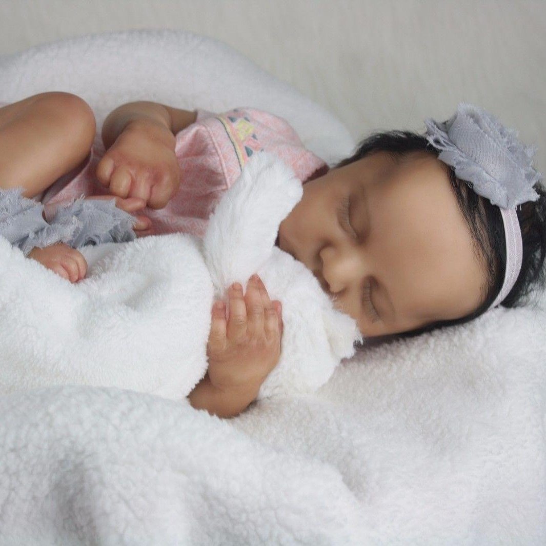 20" Soft Weighted Body Lifelike Cute Handmade Silicone Biracial Reborn Sleeping Girl Doll Avis