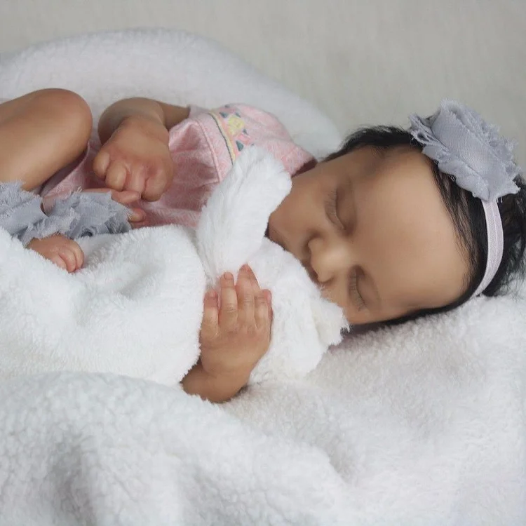  20" Soft Weighted Body Lifelike Cute Handmade Silicone African American Reborn Sleeping Doll Avis - Reborndollsshop®-Reborndollsshop®