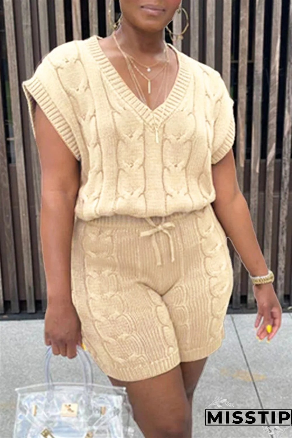 Black Fashion Casual Solid Patchwork V Neck Sleeveless Two Pieces