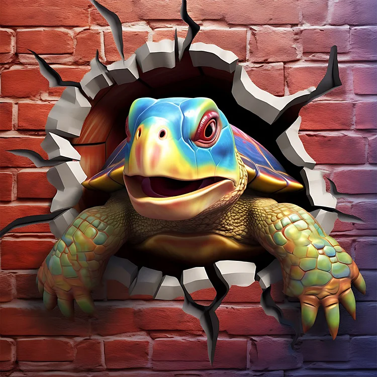 Turtle Breaking Through The Wall 30*30CM(Canvas) Full Round Drill Diamond Painting gbfke