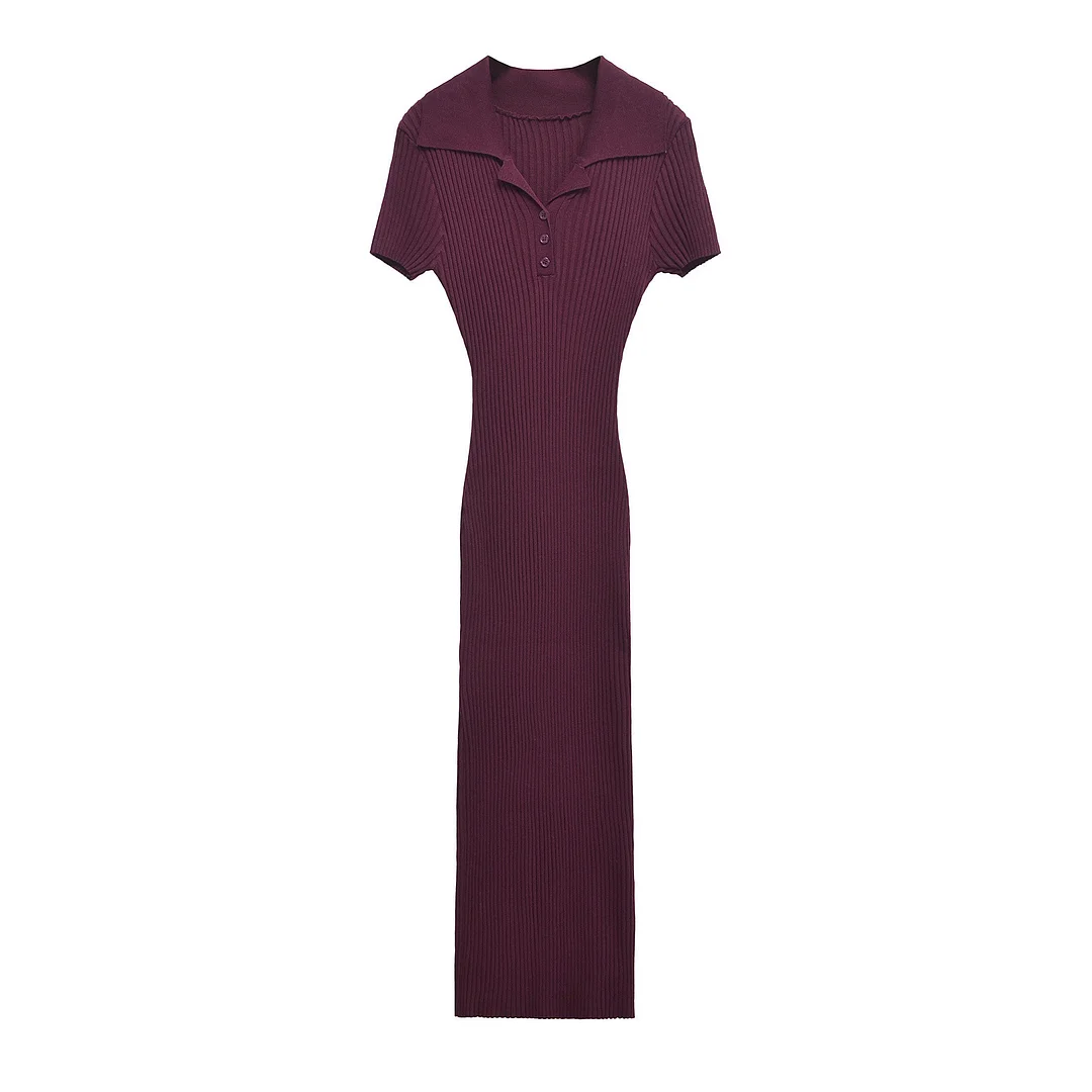 Nigikala Nigikala Women's Clothing 2025 Autumn And Winter New Fashion Temperament Collar Ribs Knitted Dress