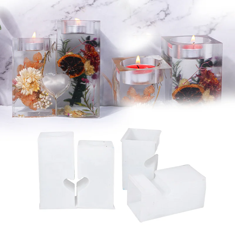 Rectangular Love Candle Holder Silicone Resin Mold