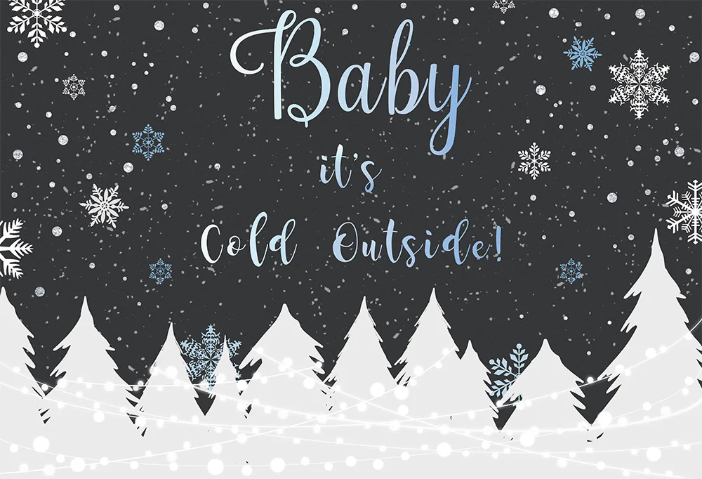 Baby It's Cold Outside Winter Snowflakes Baby Shower Backdrop RedBirdParty