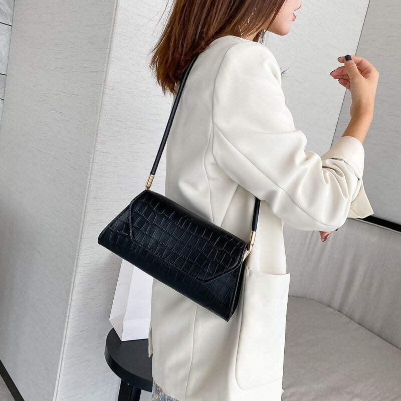 Retro Alligator Pattern Women Handbag PU Leather Shoulder Totes Bag Female Portable Classic Clutch Underarm Purse Bag US Mall Lifes