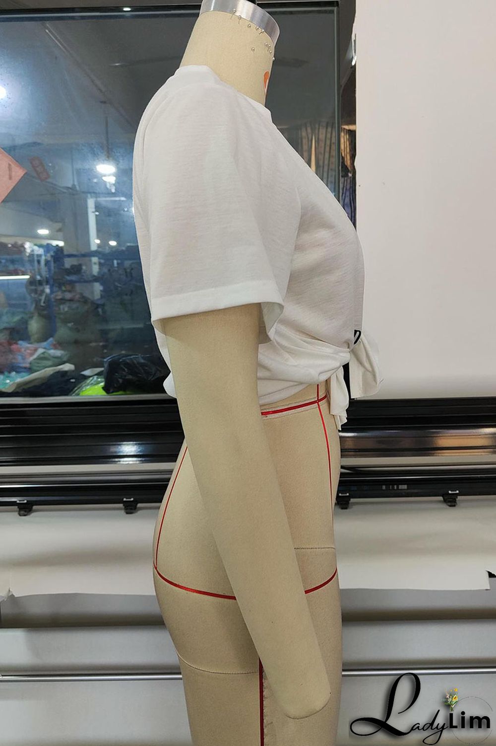 White Red Sexy Print Bandage Patchwork Slit T-Shirts