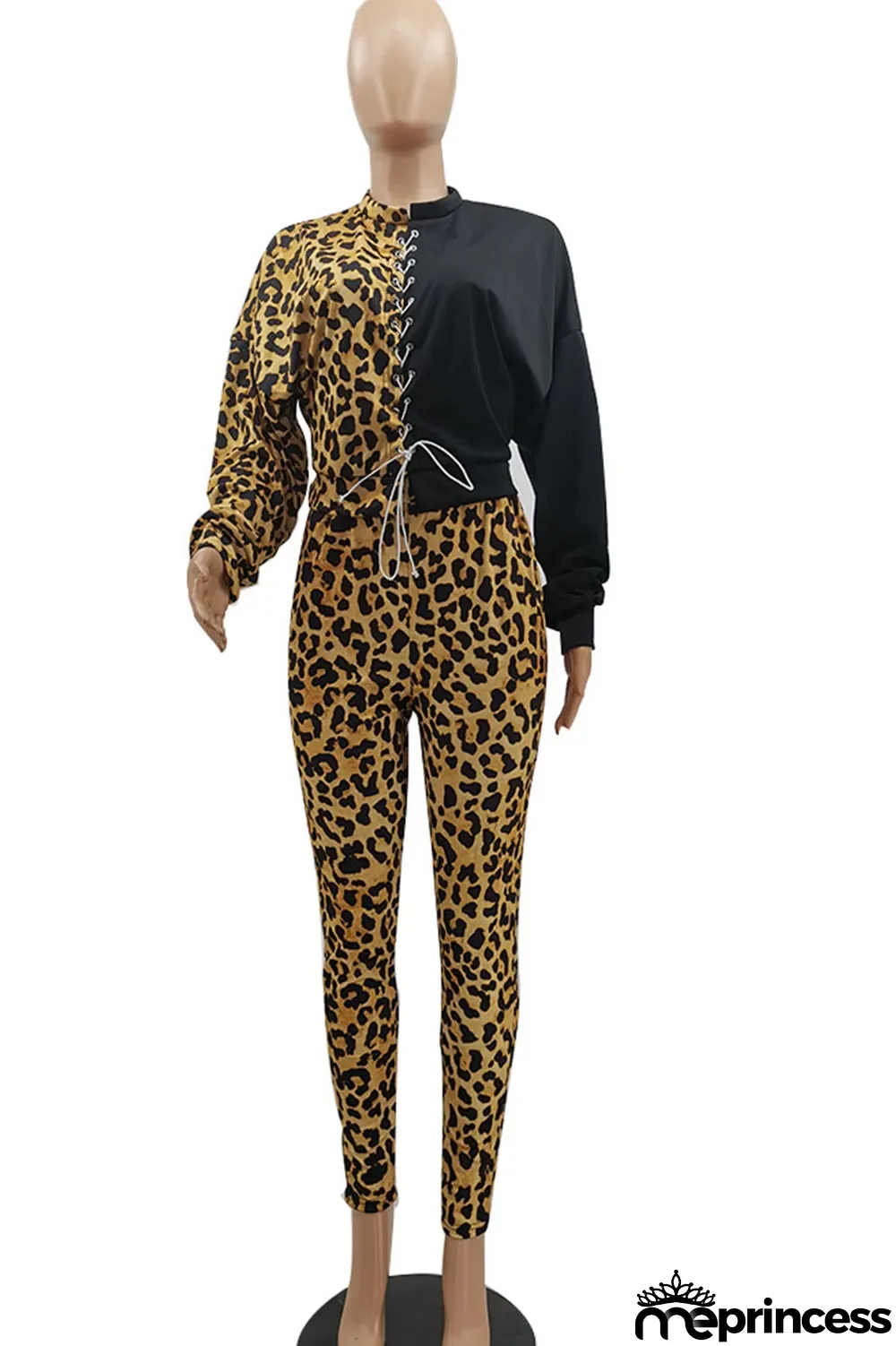 Red Casual Print Bandage Split Joint O Neck Long Sleeve Two Pieces