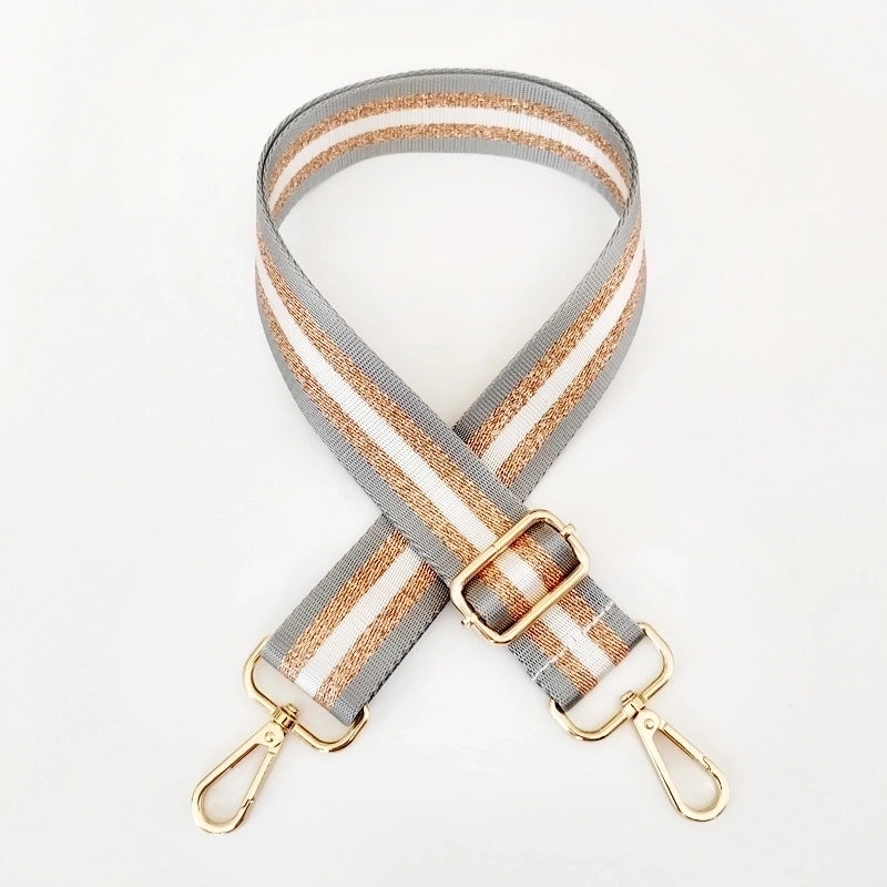 New Colorful Nylon Wide Shoulder Strap Bright Gold Thread Purse Accessories Strap Adjustable Shoulder Crossbody Replacement Long Strap