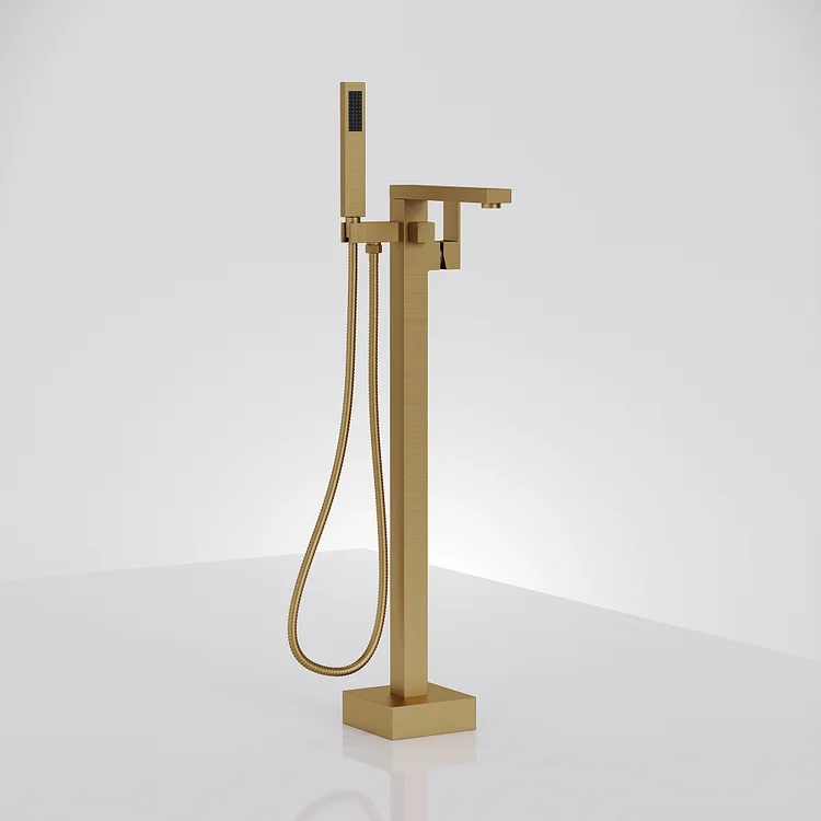 EVERSTEIN Modern Freestanding Bathtub Faucet in Brushed Gold SFS-1094-GN