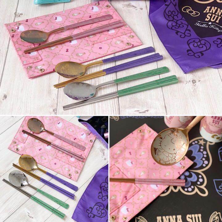 LIMITED EDITION ANNA SUI x Hello Kitty Collaboration Merch Eco Friendly Utensils Cutlery Travel Set A Cute Shop - Inspired by You For The Cute Soul 