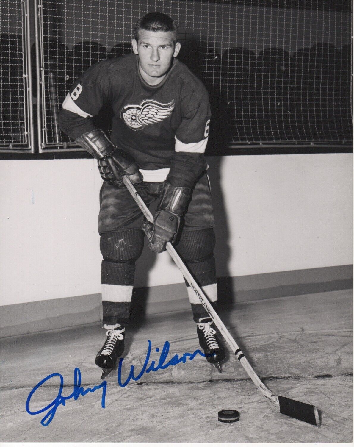 Detroit Red Wings Johnny Wilson Signed Autographed 8x10 NHL Photo Poster painting COA A