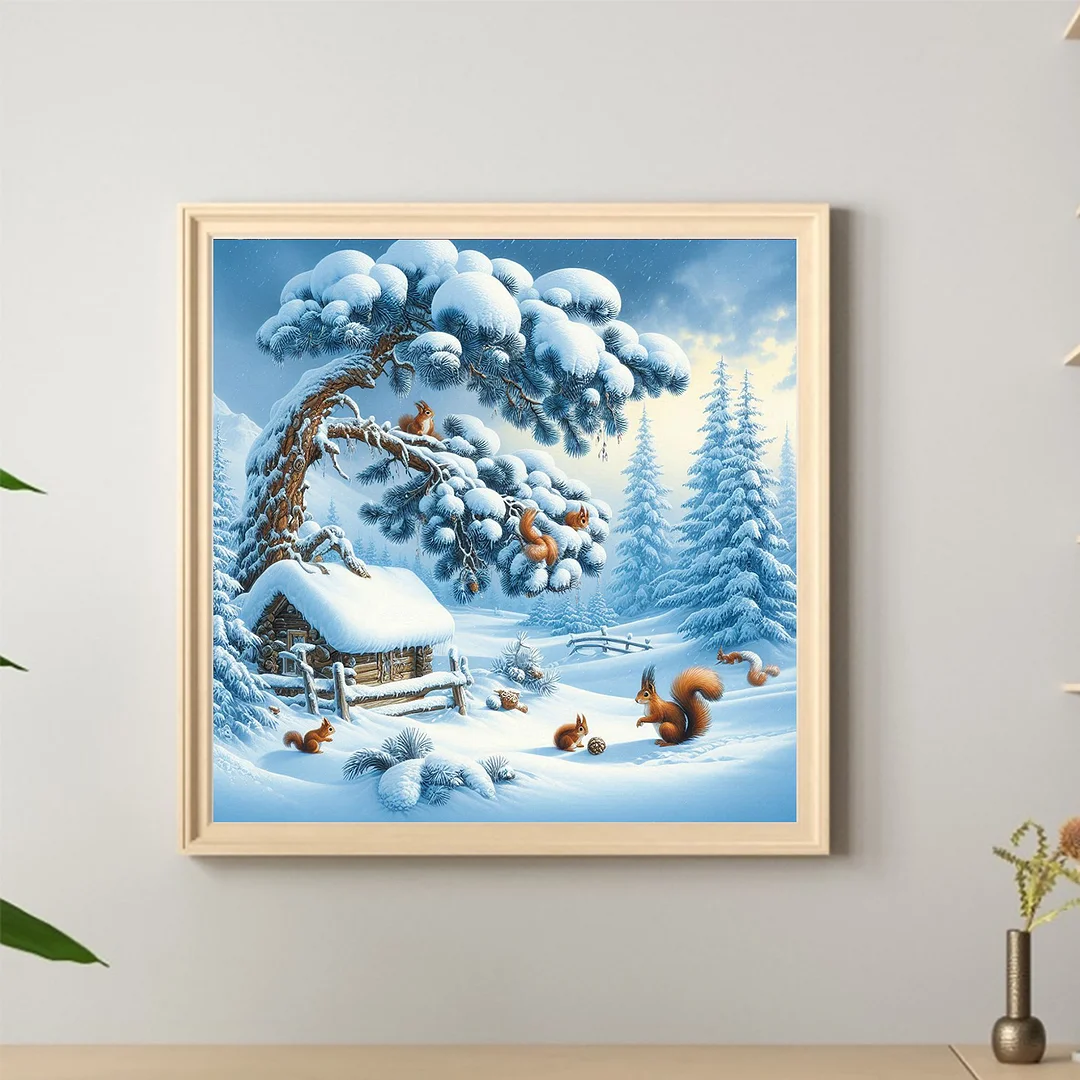 Diamond Painting - Full Round Drill - Snow Scene(Canvas|40*40cm)