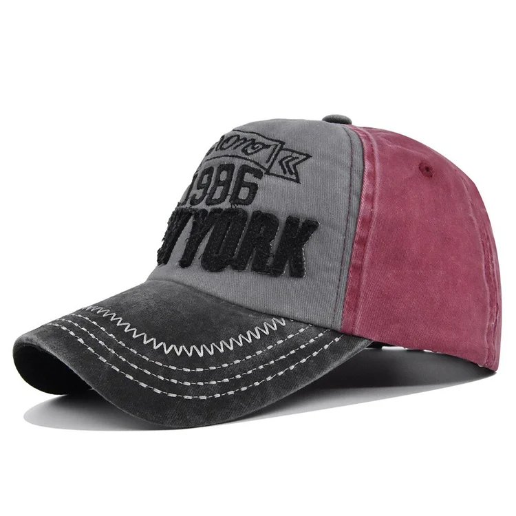 Color Block Embroidery Baseball Cap NewYork Embroidered Baseball Cap Three-Dimensional Embroidery Peaked Cap Sun Hat Wholesale