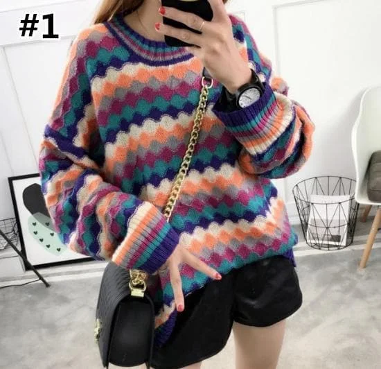 Black/Blue Vintage Pattern Midi Sweater SP1711203