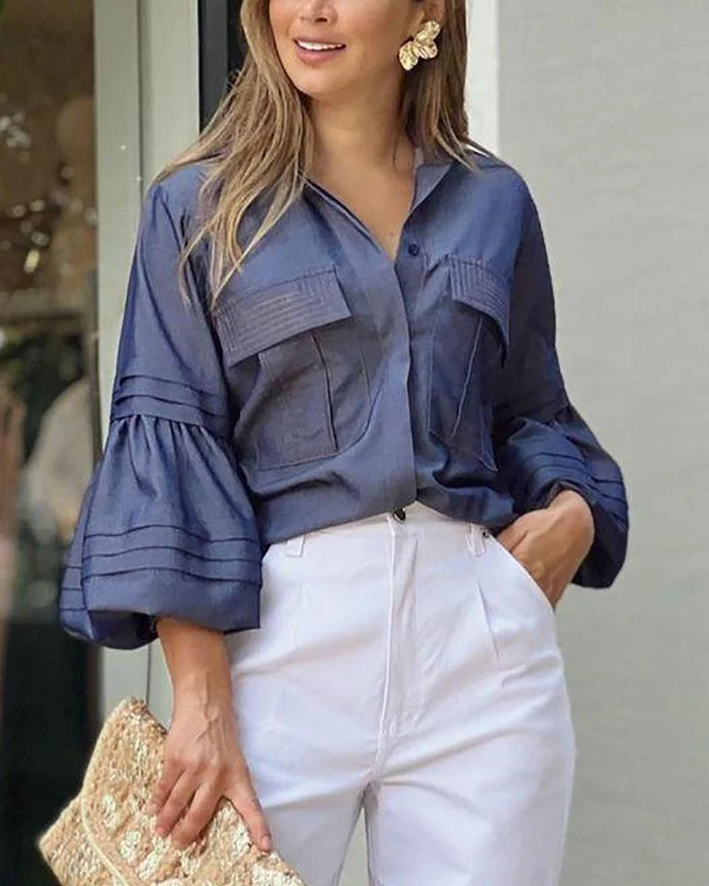 V-Neck Top & Pants Casual Two Piece Set