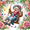 Happy Old Lady-11CT Stamped Cross Stitch 45*45cm