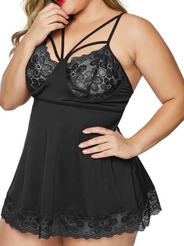 Lace Transparent Nightdress With Leggings