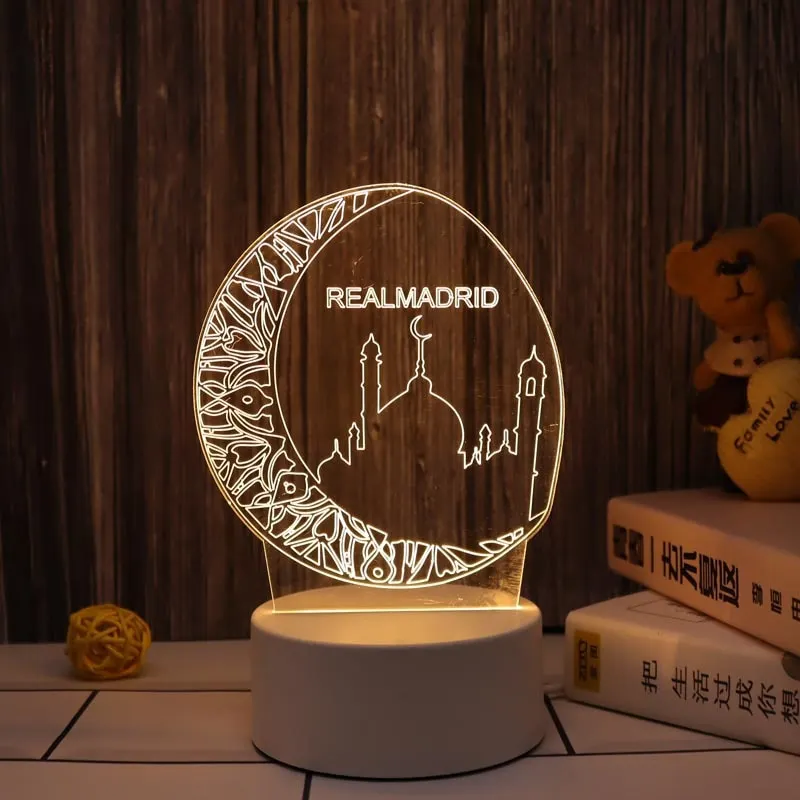 2022 Ramandan Decoration LED Night Light EID Mubarak Moon Acrylic Table Lamp Islam Muslim Party Decor for Home Eid Al Adha Gifts