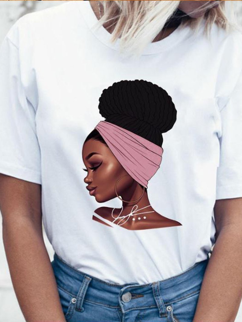 Black Girl Print Short-sleeved T-shirt