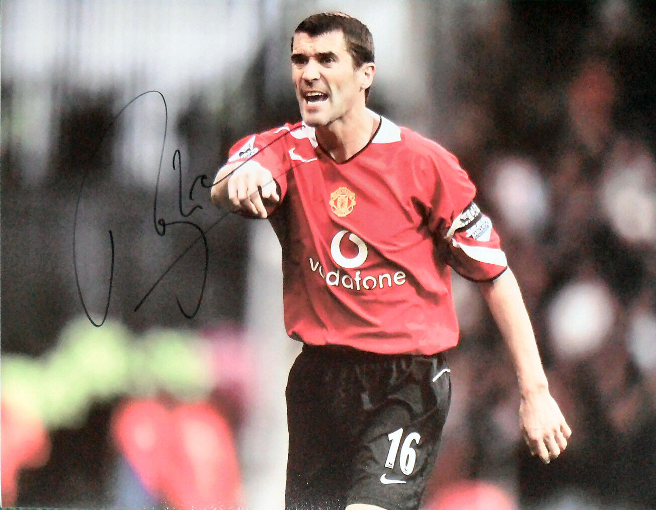 RARE ROY KEANE SIGNED MANCHESTER UNITED 16x12 FOOTBALL Photo Poster painting COA & PROOF