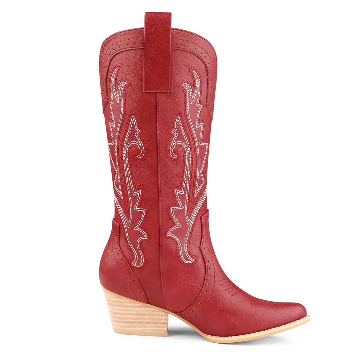 2" Women's Pointed Toe Embroidered Cowboy Boots Vintage Style Western Cowgirl Boots-MERUMOTE