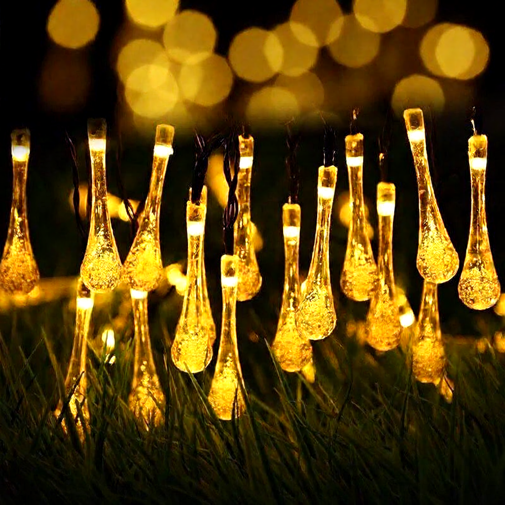 Solar-Powered Droplet String Lights &ndash; Automatic Night Illumination with 50-Hour Battery Life