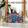 (US Local)DIY Gem Owl Design Wooden Diamond Painting Makeup Brush Storage Box Organizer